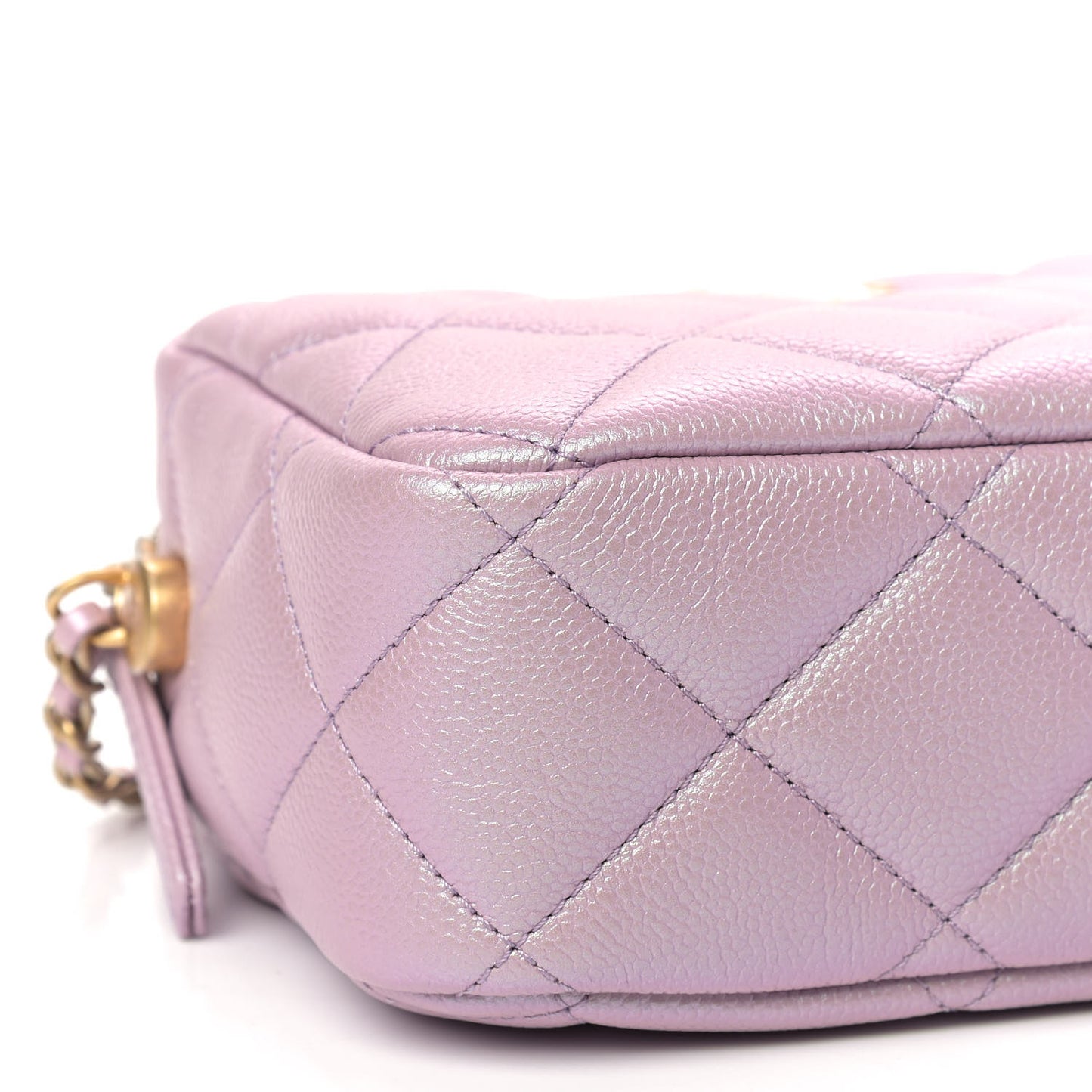 Iridescent Caviar Quilted Mini My Perfect Camera Case Pink