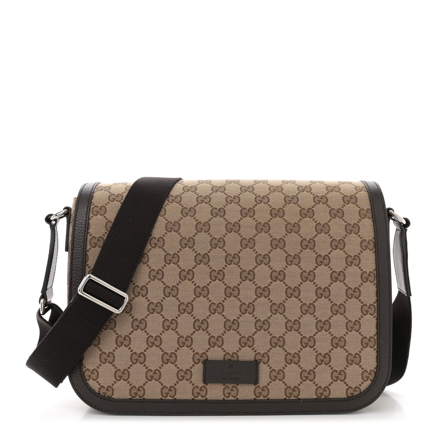 Monogram Large Flap Messenger Bag Beige Dark Brown