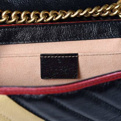 Gucci Azalea Calfskin Matelasse Diagonal Patchwork Mini Torchon GG Marmont Shoulder Bag Black Beige Romantic Cerise 5 of 9