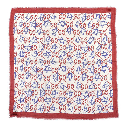 Gucci Modal Silk GucciGhost Print Square Scarf White 1 of 3