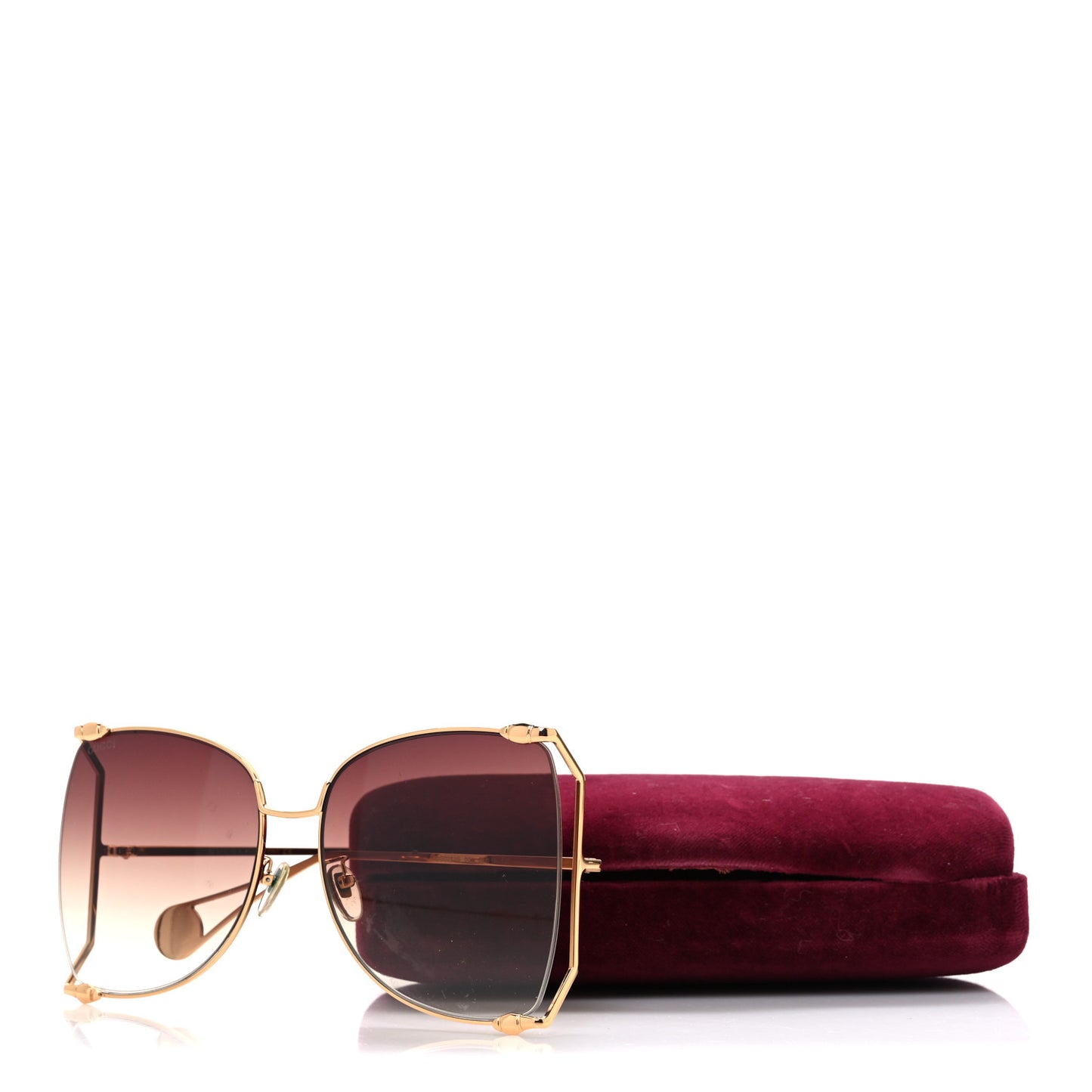 Oversized Round Sunglasses GG0252S Gold Brown