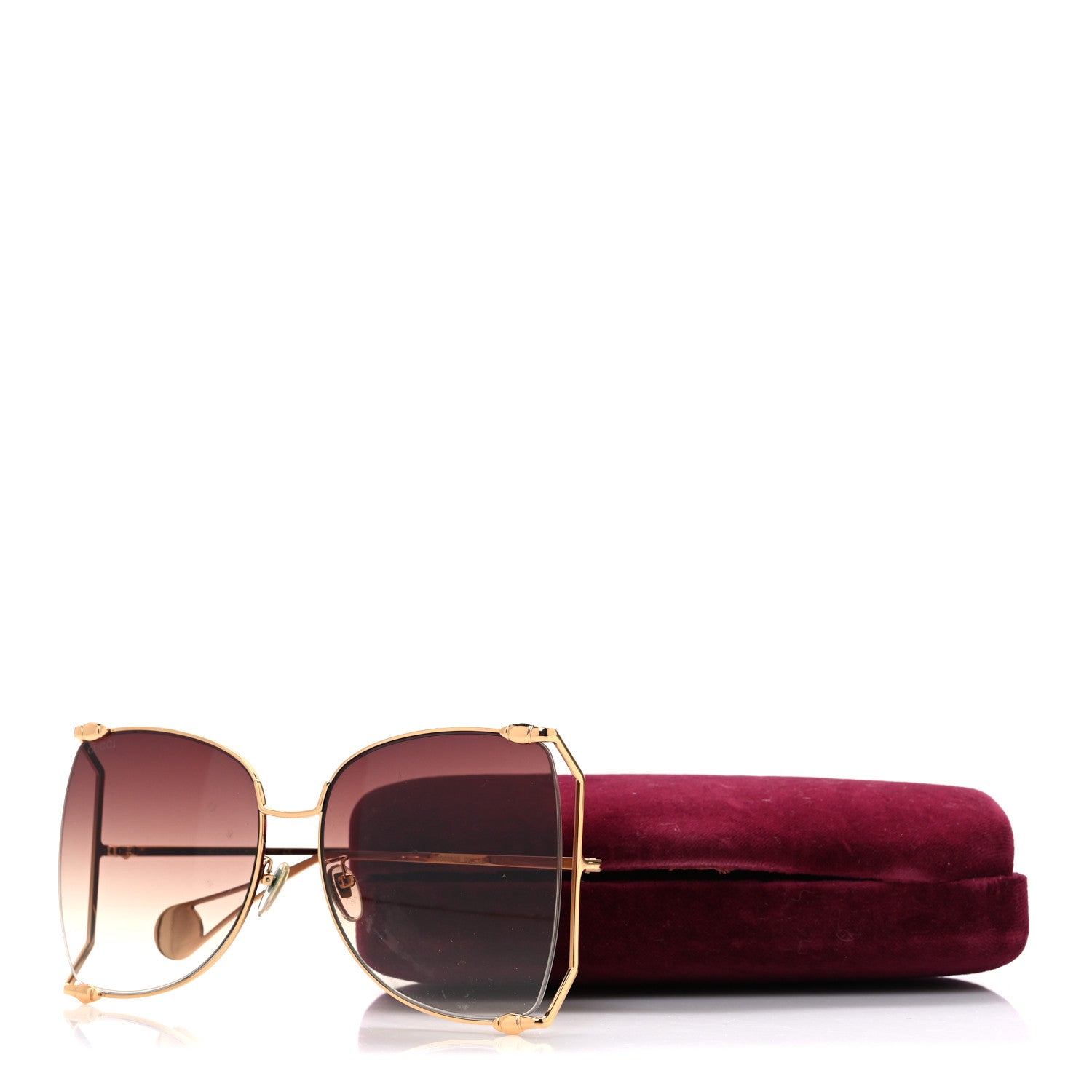 Gucci Oversized Round Sunglasses GG0252S Gold Brown 8 of 8