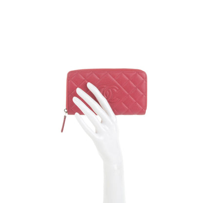 Chanel Caviar Quilted Diamond CC Zip Around Wallet Dark Fuchsia 2 of 8