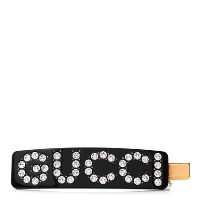 Gucci Resin Crystal Single Hair Barrette Black 1 of 5