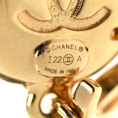 Chanel Metal Lambskin Camellia CC Drop Earrings Gold Black 4 of 5