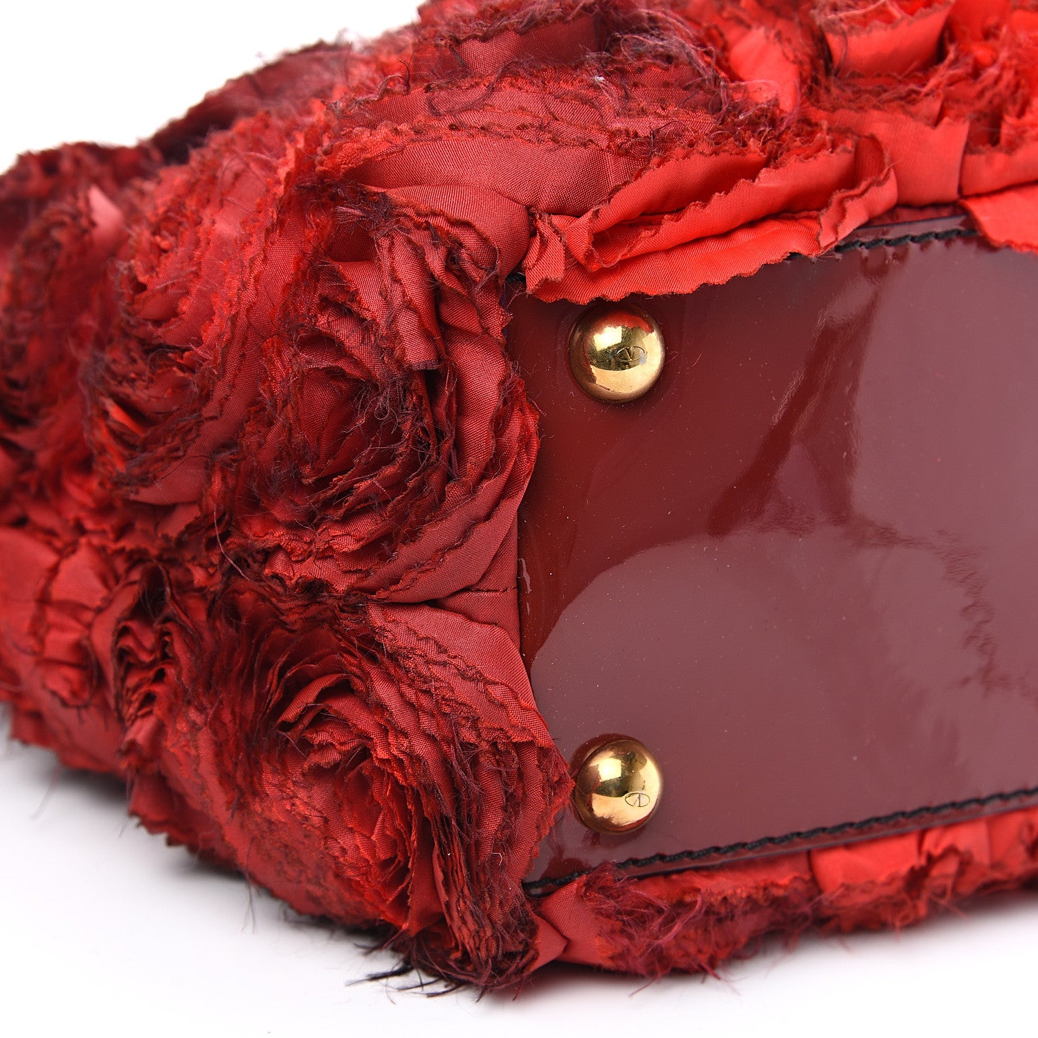 Valentino Garavani Silk Patent Rosier Tote Red 7 of 9
