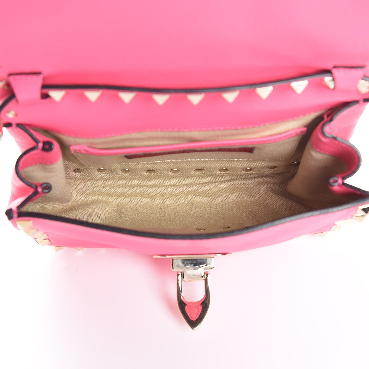 Vitello Mini Rockstud Flap Saddle Crossbody Bag Fuxia Fluo