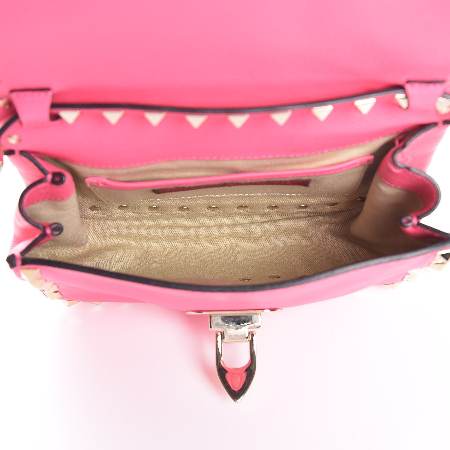 Valentino Garavani Vitello Mini Rockstud Flap Saddle Crossbody Bag Fuxia Fluo 5 of 7