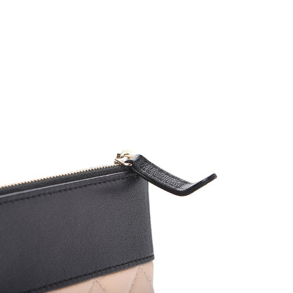 Chanel Sheepskin Quilted Large Vintage Mademoiselle Cosmetic Case Beige Black 8 of 9