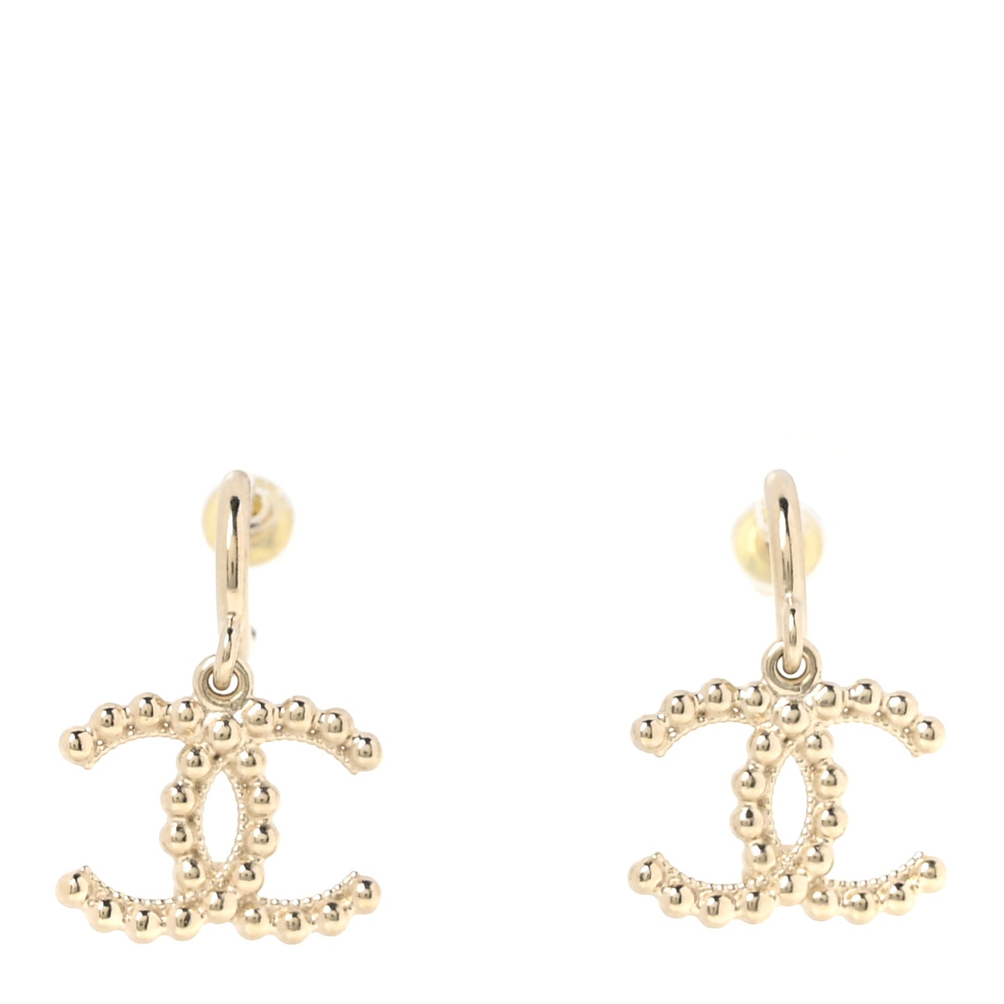 Metal CC Hoop Drop Earrings Gold