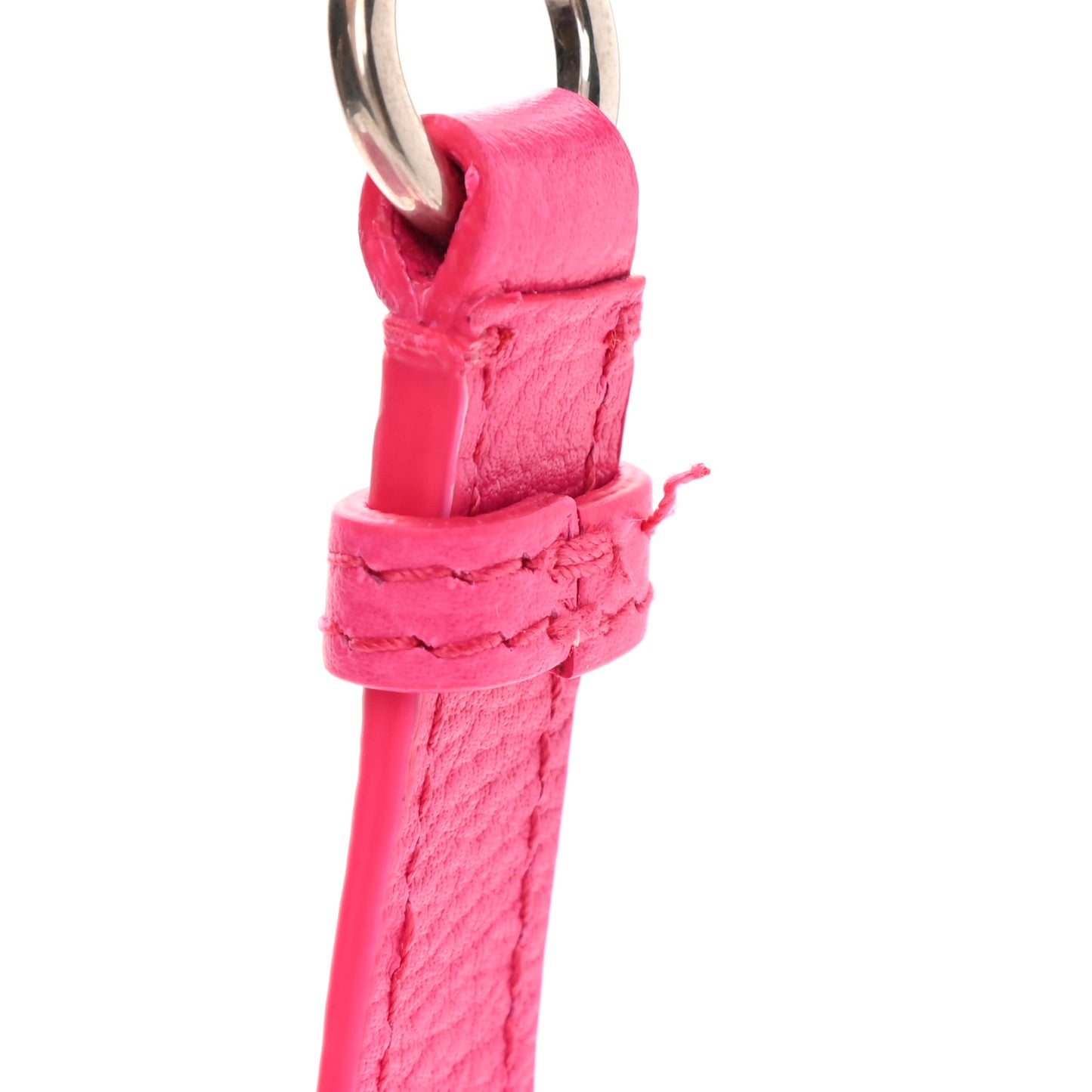 Grained Calfskin Logo XXS Ville Top Handle Bag Acid Fuchsia Black