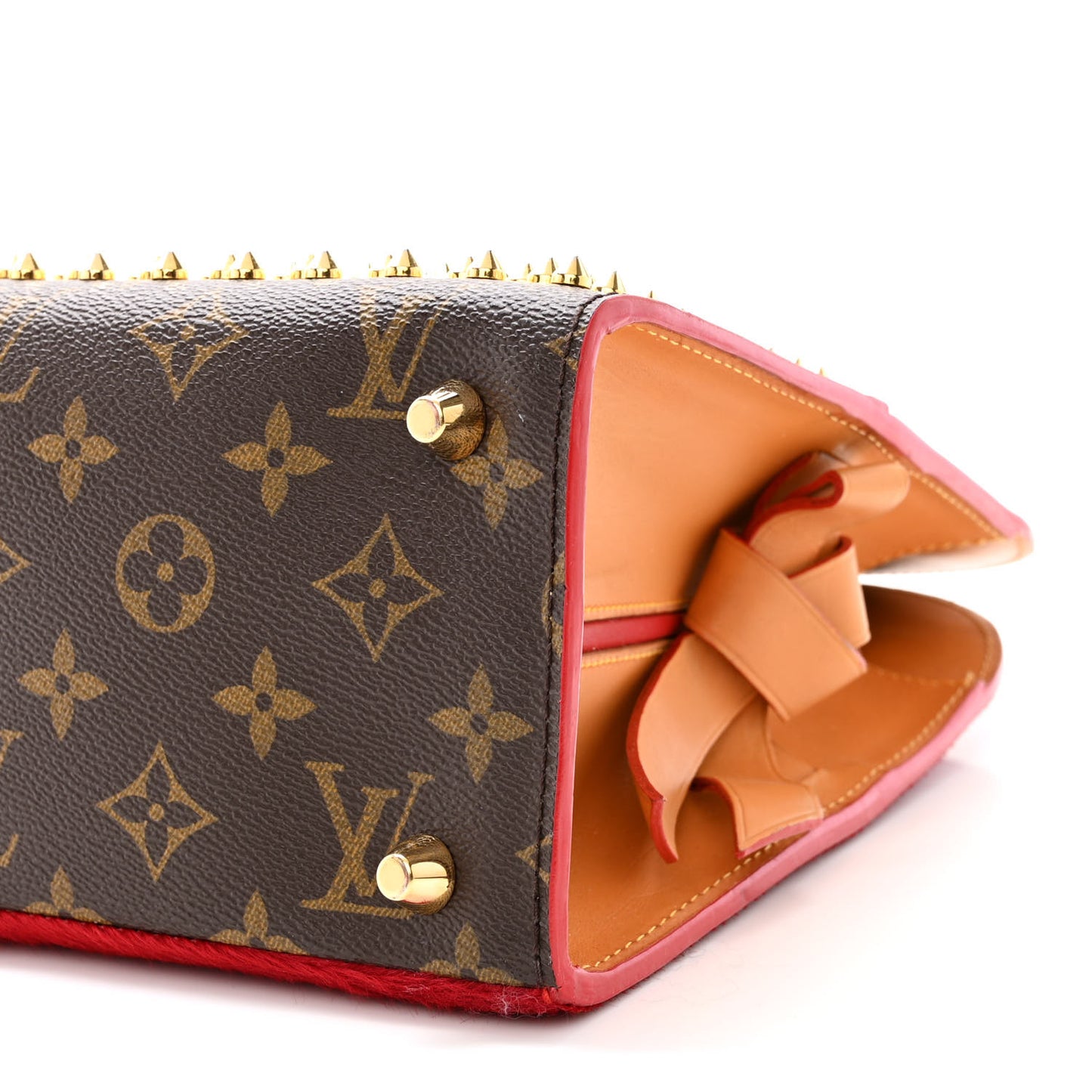 Monogram Calf Hair Spikes Iconoclasts Christian Louboutin Tote Red