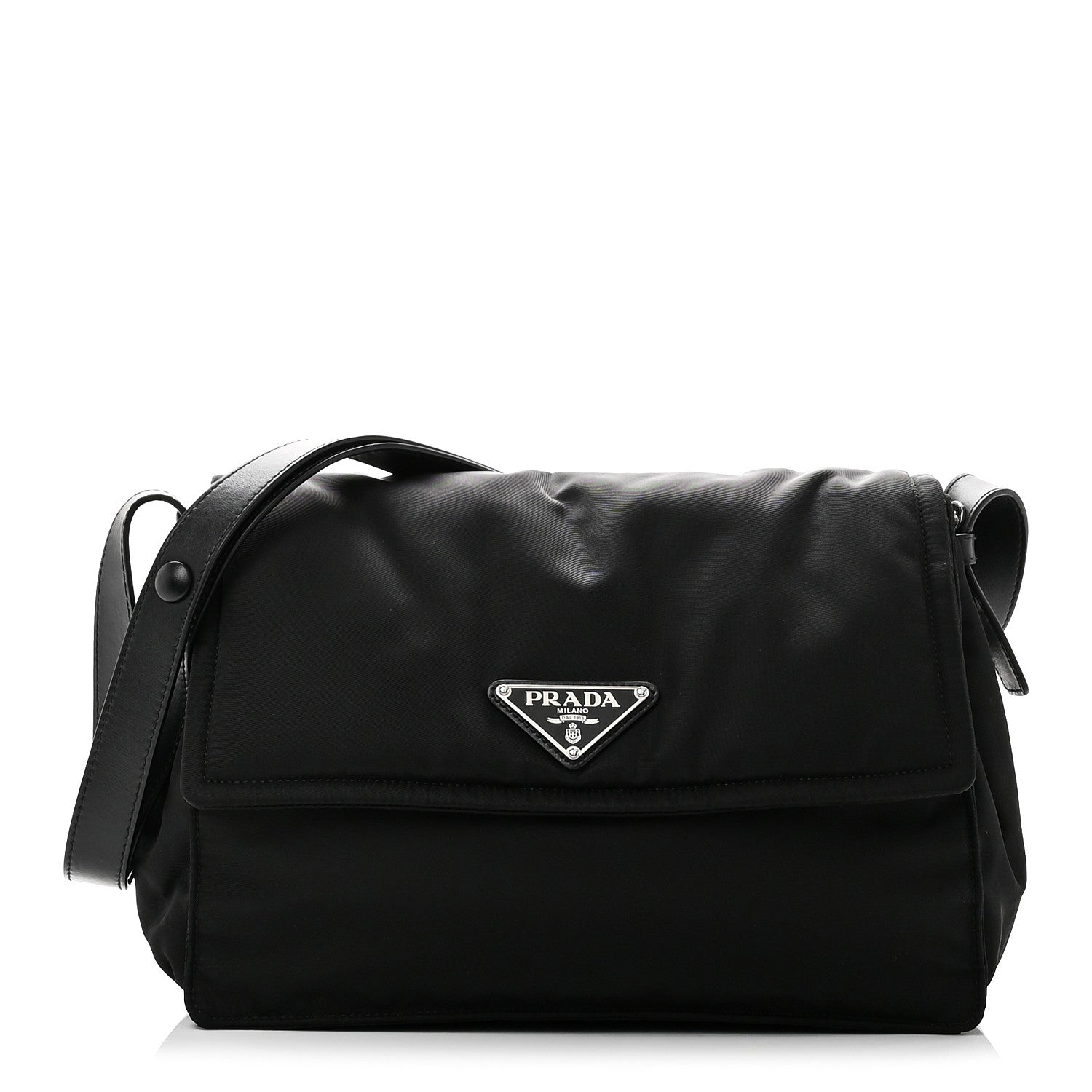 Prada Re-Nylon Vitello Padded Large Flap Shoulder Bag Black 1 of 9