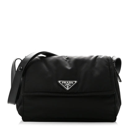 Prada Re-Nylon Vitello Padded Large Flap Shoulder Bag Black 1 of 9