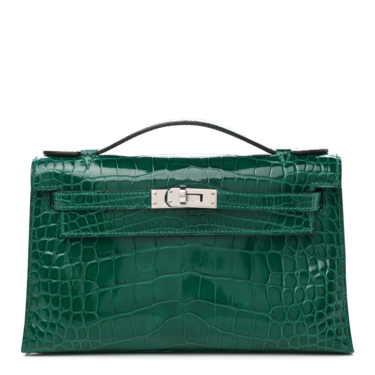 Hermes Shiny Alligator Kelly Pochette Vert Emeraude 1123299