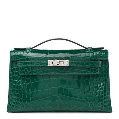 Hermes Shiny Alligator Kelly Pochette Vert Emeraude 1 of 9