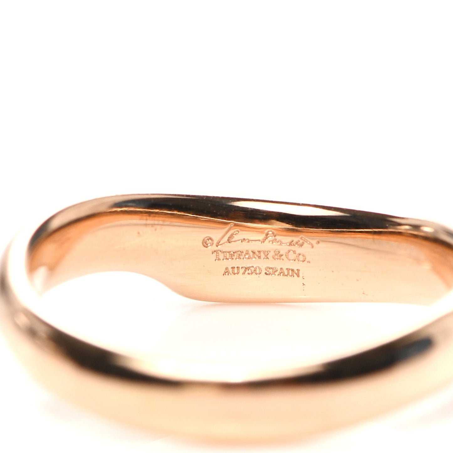 18K Rose Gold Diamond Elsa Peretti Open Heart Band Ring 45 3.5