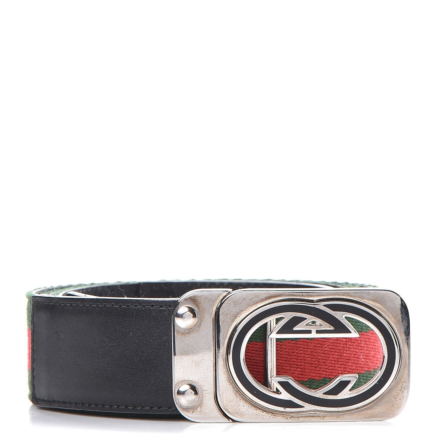 Gucci Calfskin Web Interlocking G Belt 90 36 Black 1 of 5
