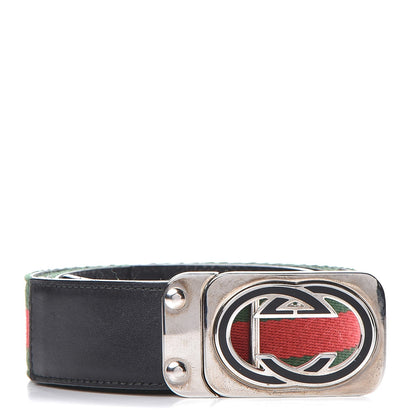 Gucci Calfskin Web Interlocking G Belt 90 36 Black 1 of 5