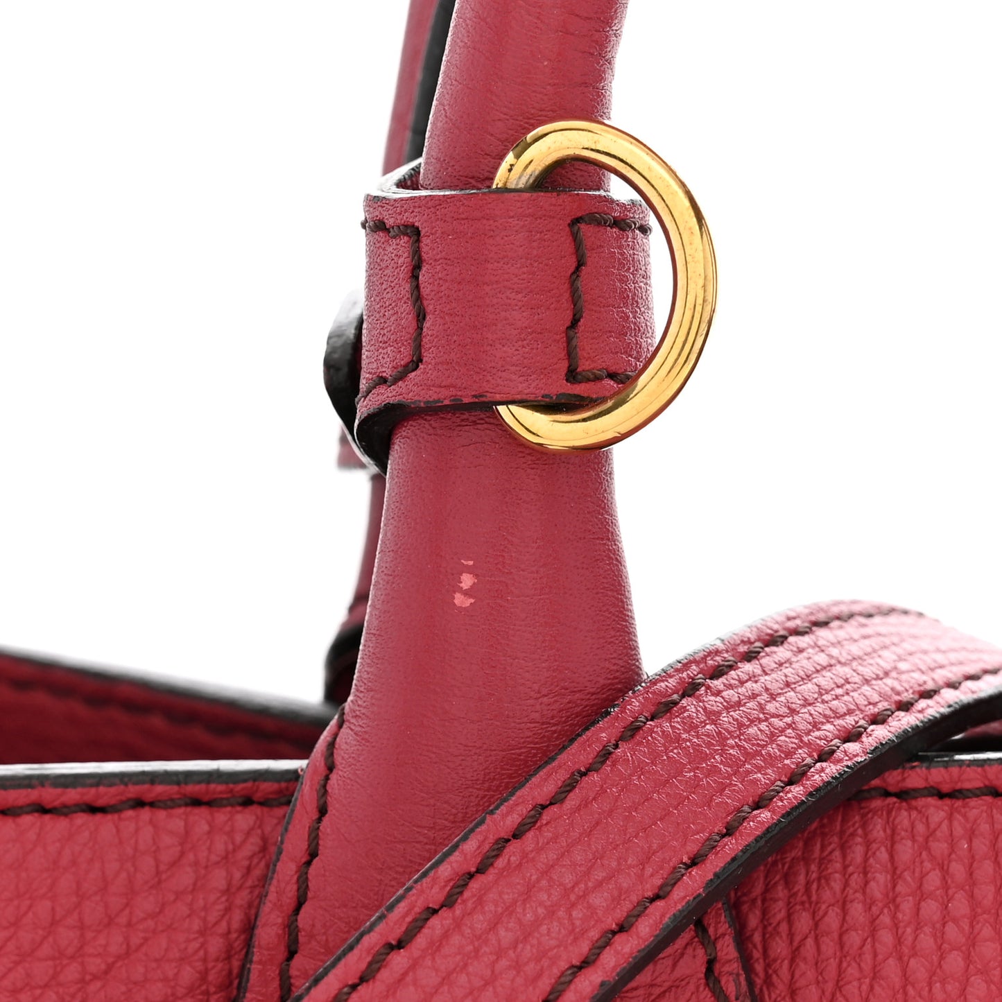 Grainy Calfskin House Check Small Banner Tote Red
