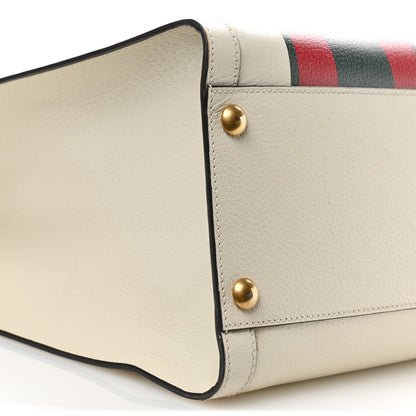 Gucci Textured Dollar Calfskin Web Stripe Studded Maxi Diana Tote Bag White Multicolor 7 of 9
