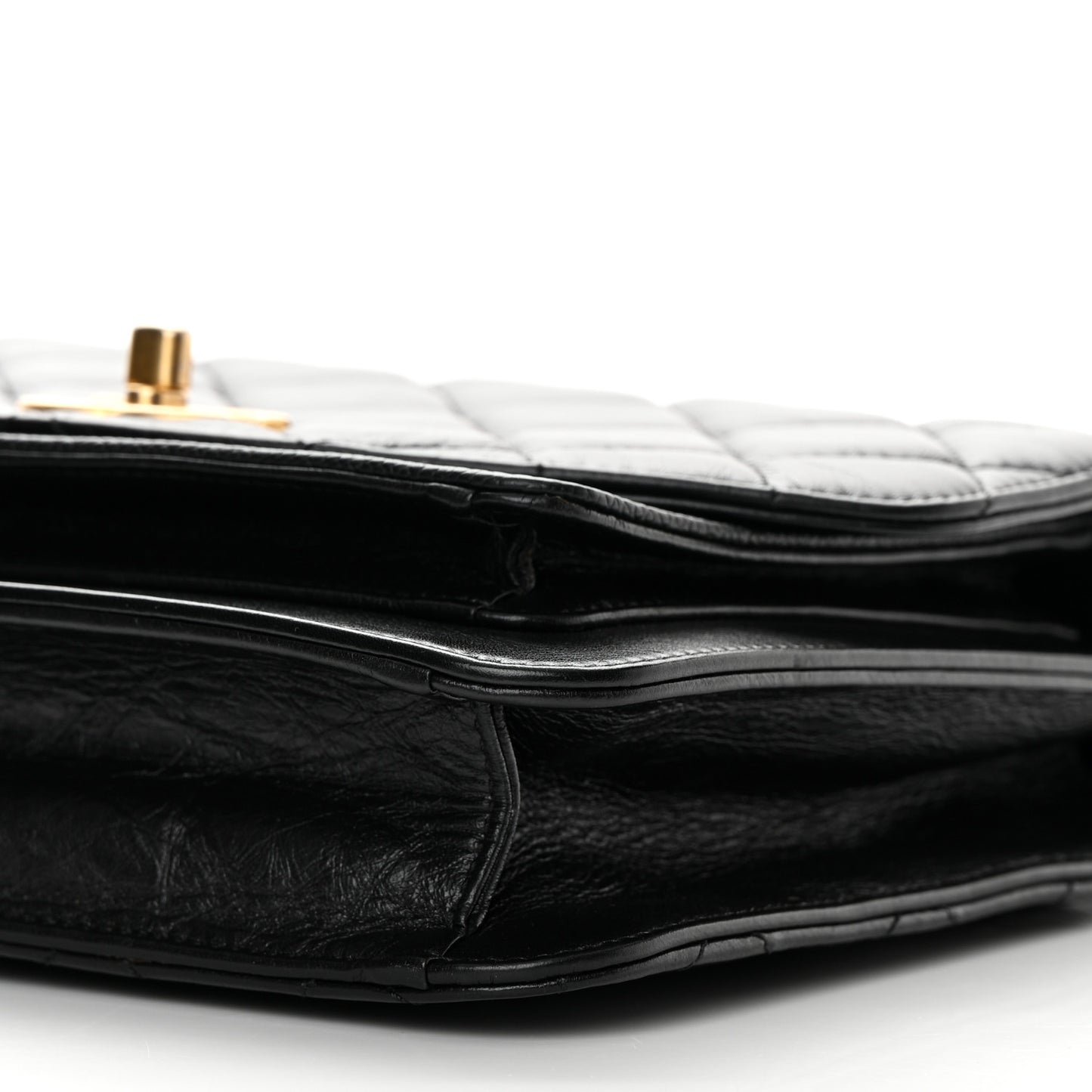 Calfskin Caviar Quilted Chain Handle Flap Black