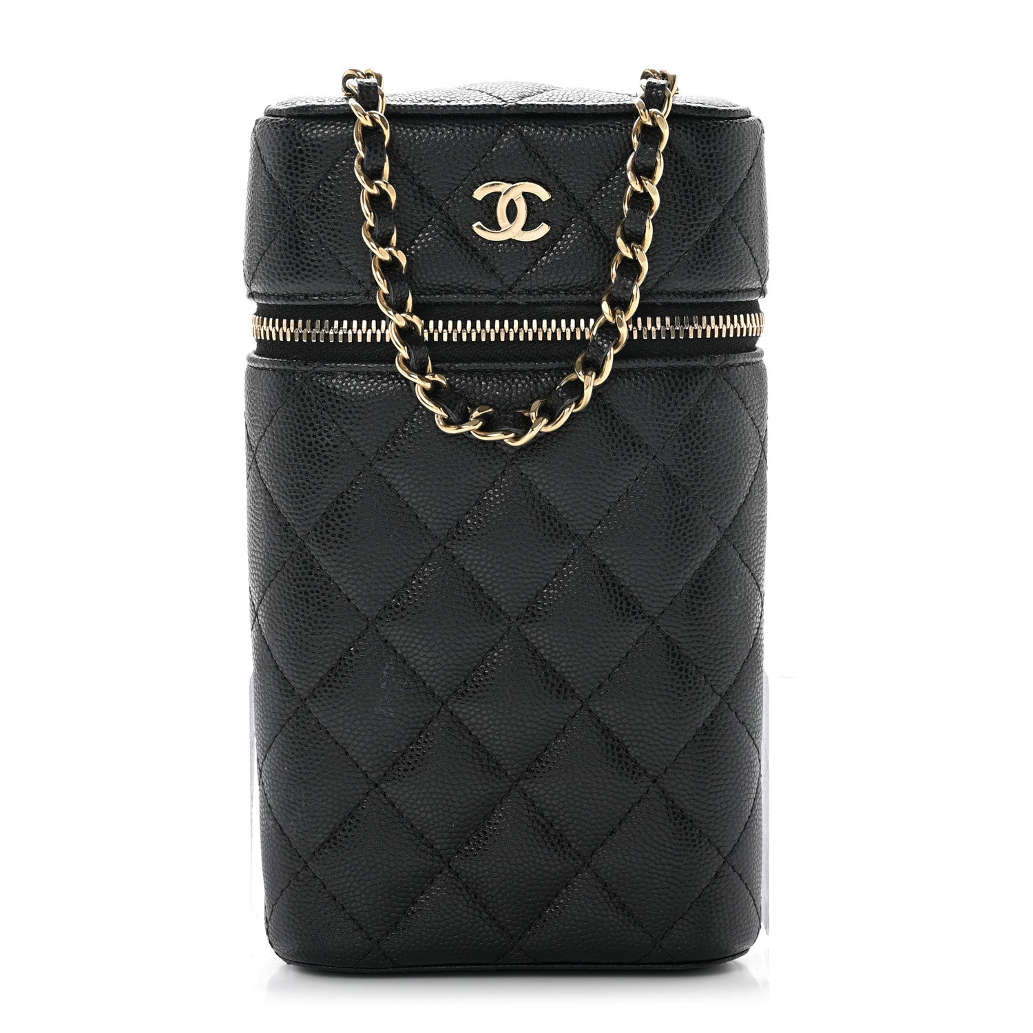 Chanel Caviar Quilted Phone Holder With Chain Black 1 of 6