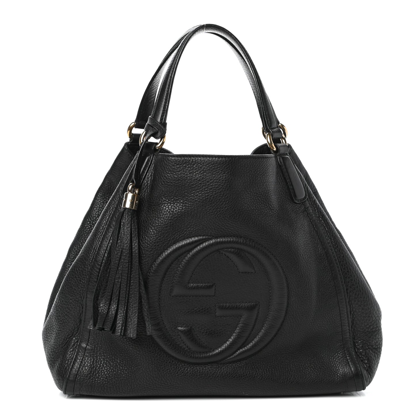 Pebbled Calfskin Medium Soho Shoulder Bag Black