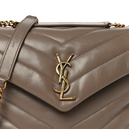 Saint Laurent Calfskin Y Quilted Monogram Small Loulou Chain Satchel Dark Beige 6 of 8