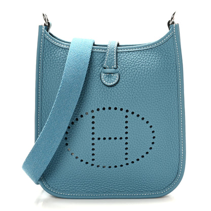 Hermes Taurillon Clemence Evelyne TPM New Blue Jean 1 of 10