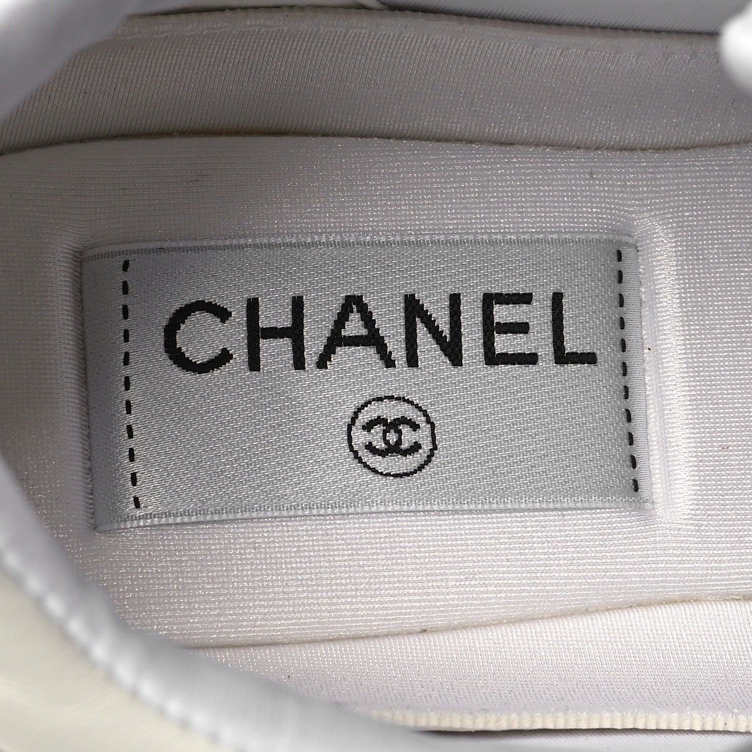 Chanel Suede Calfskin Fabric CC Sneakers 36.5 White 7 of 8