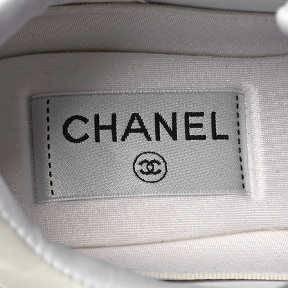 Chanel Suede Calfskin Fabric CC Sneakers 36.5 White 7 of 8