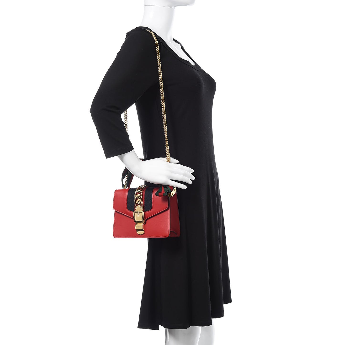 Calfskin Mini Sylvie Chain Shoulder Bag Hibiscus Red