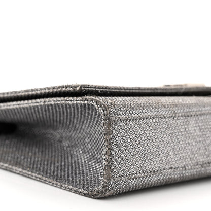 Saint Laurent Metallic Canvas Woven Medium Classic Monogram Kate Satchel Silver 8 of 13