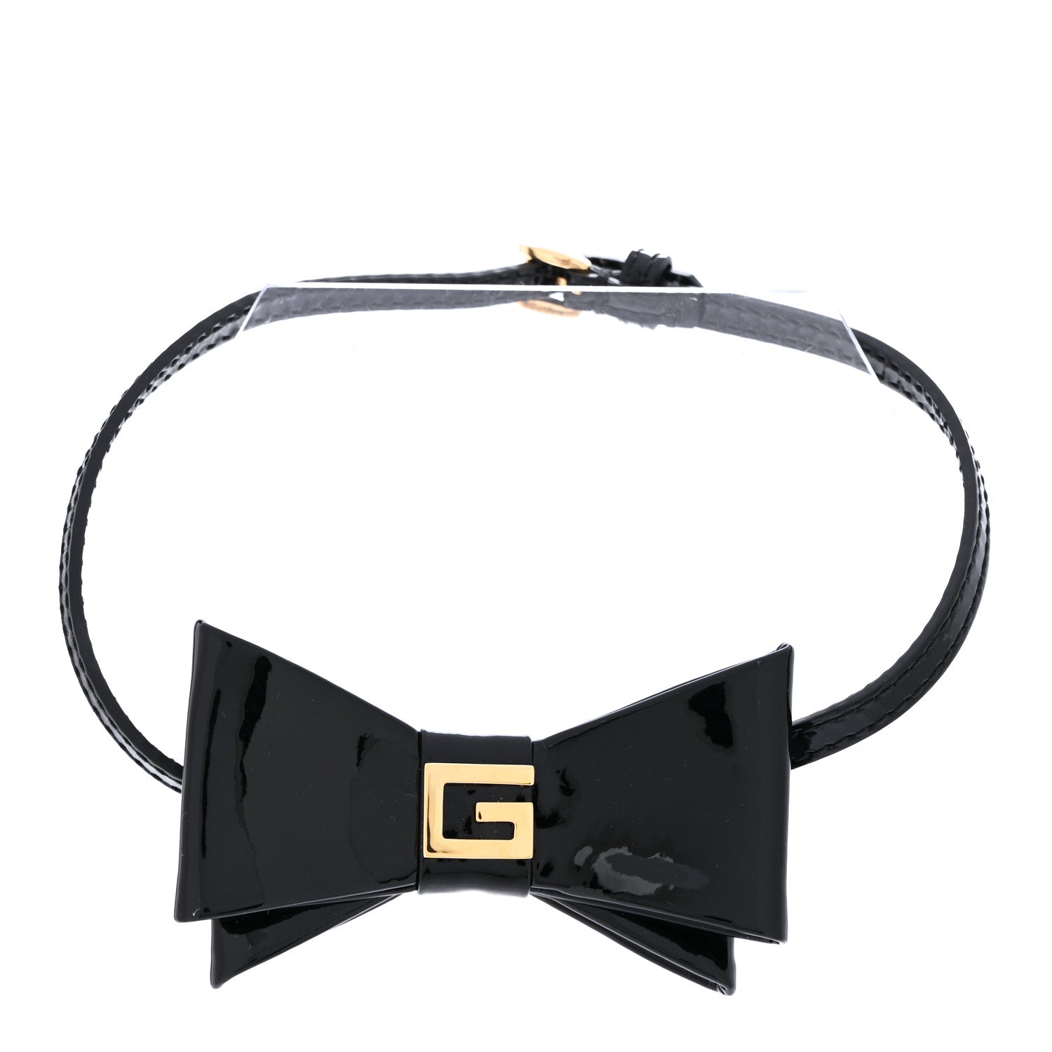 Gucci Patent G Bow Choker Necklace Black Gold 3 of 5