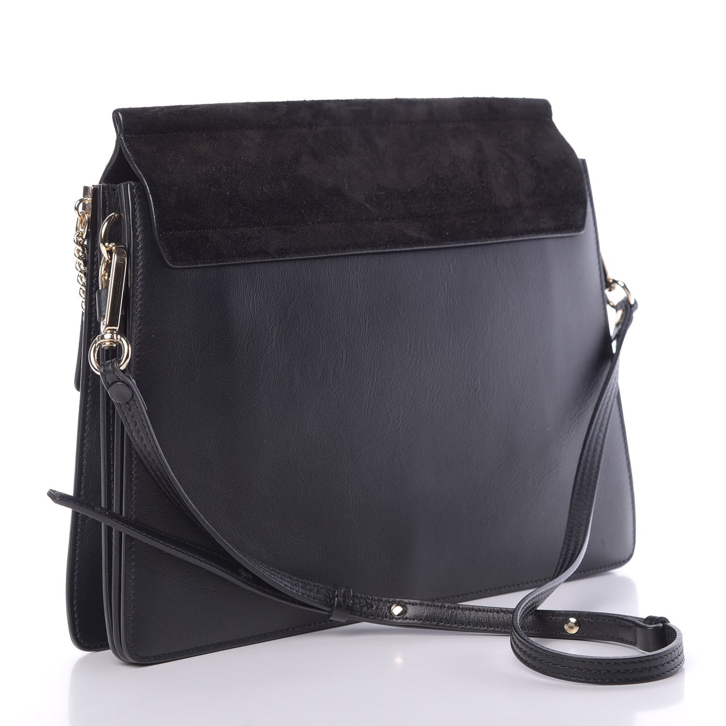 Suede Calfskin Medium Faye Shoulder Bag Black