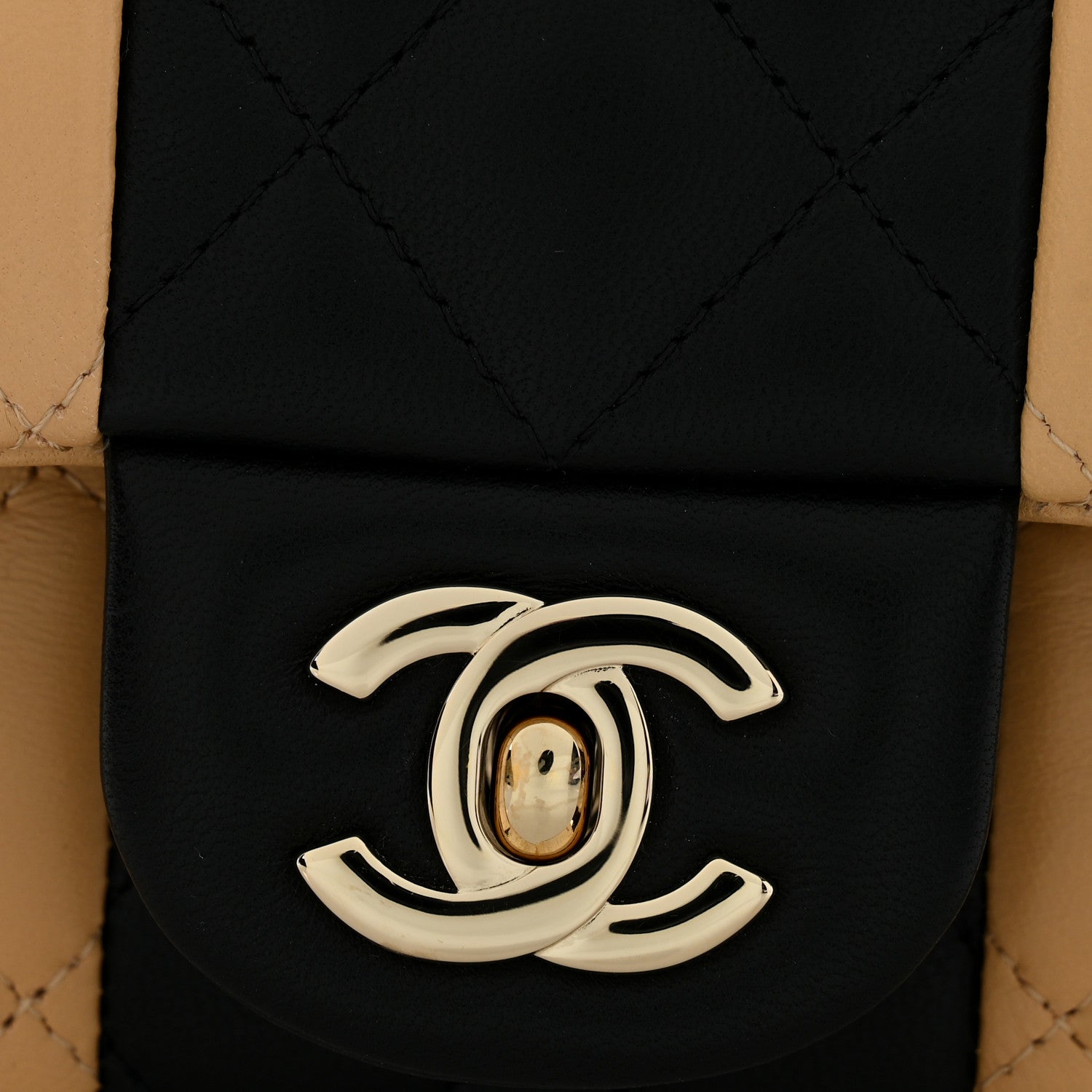 Chanel Lambskin Quilted Mini Rectangular Flap Beige Black 11 of 12