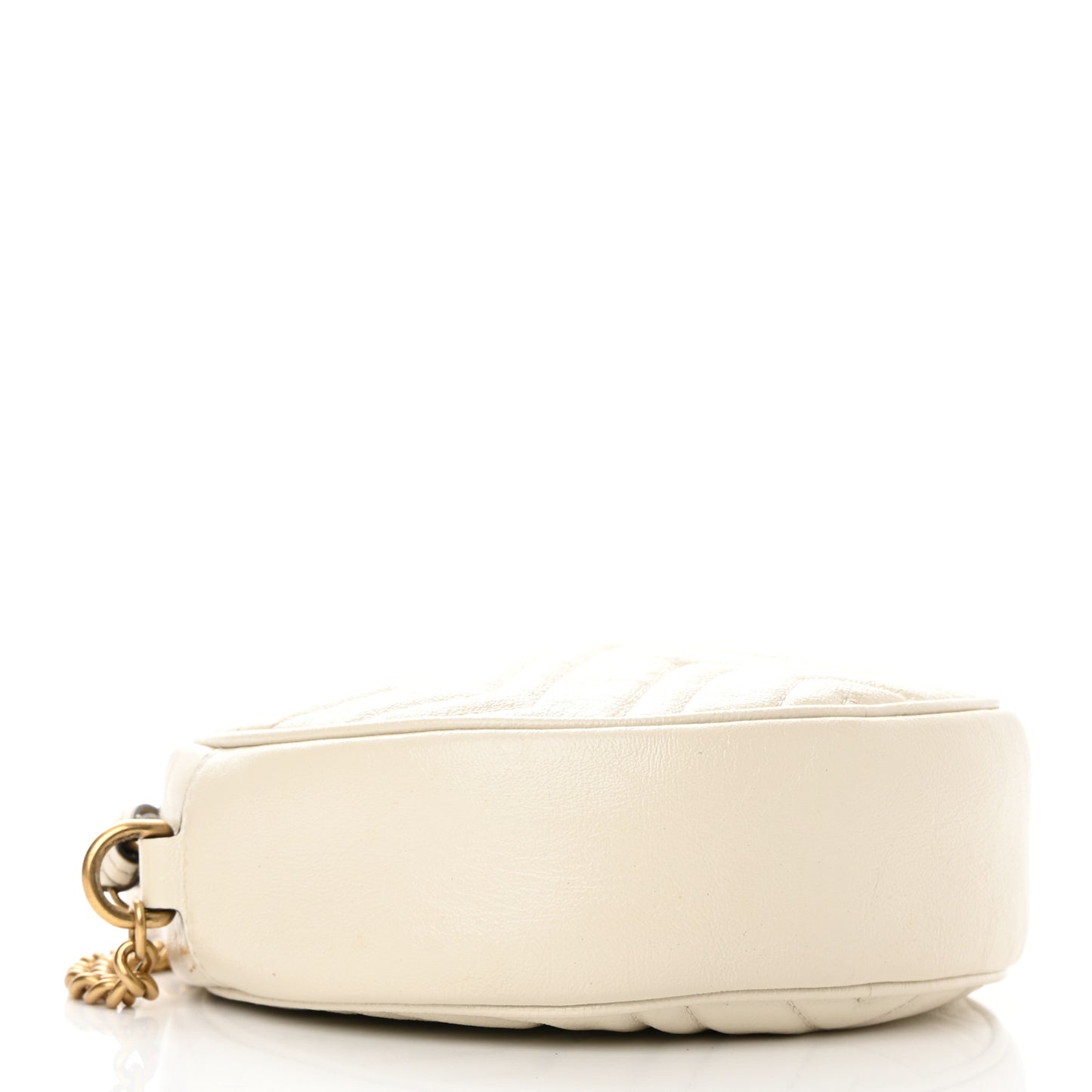 Calfskin Matelasse Mini GG Marmont Round Shoulder Bag White