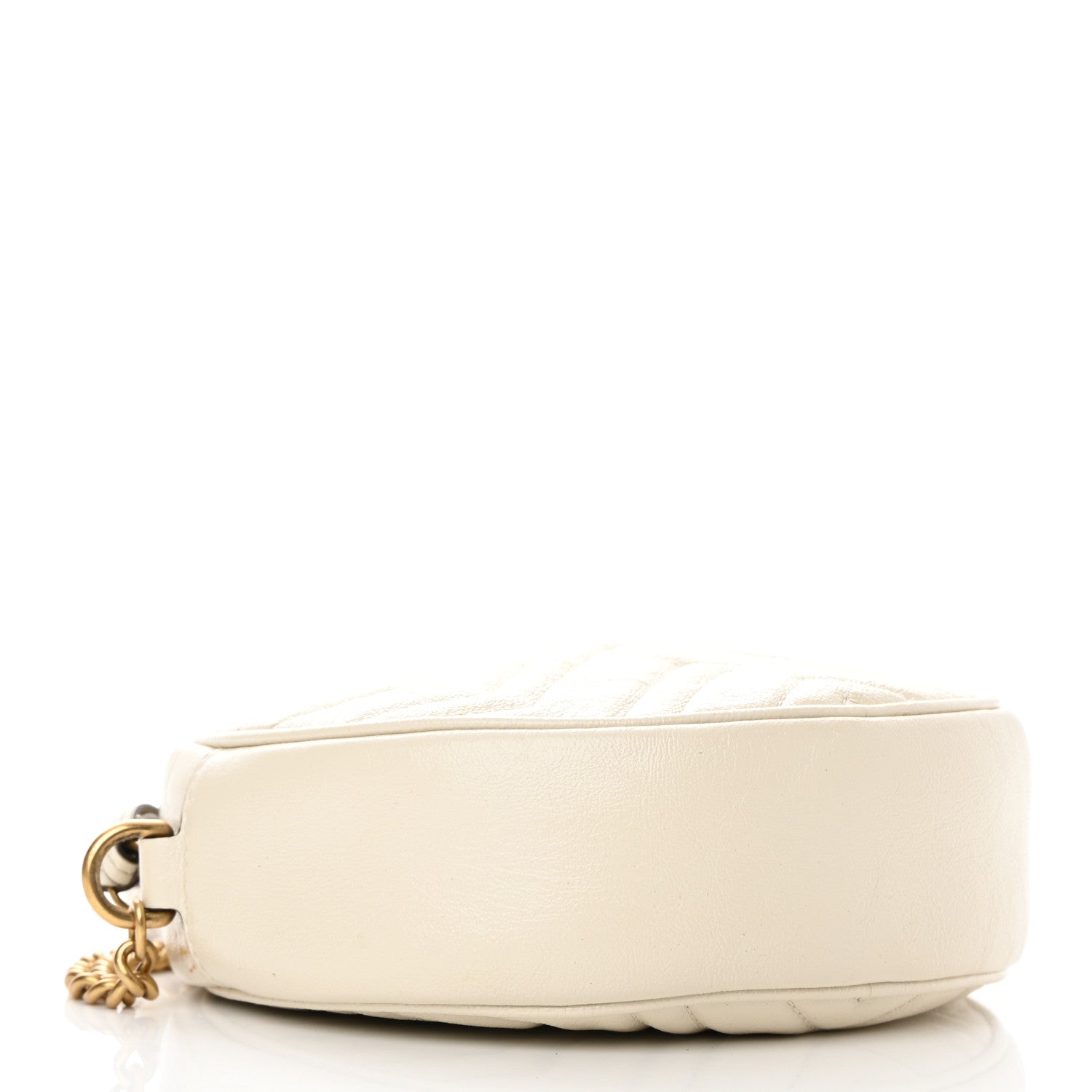 Gucci Calfskin Matelasse Mini GG Marmont Round Shoulder Bag White 4 of 14