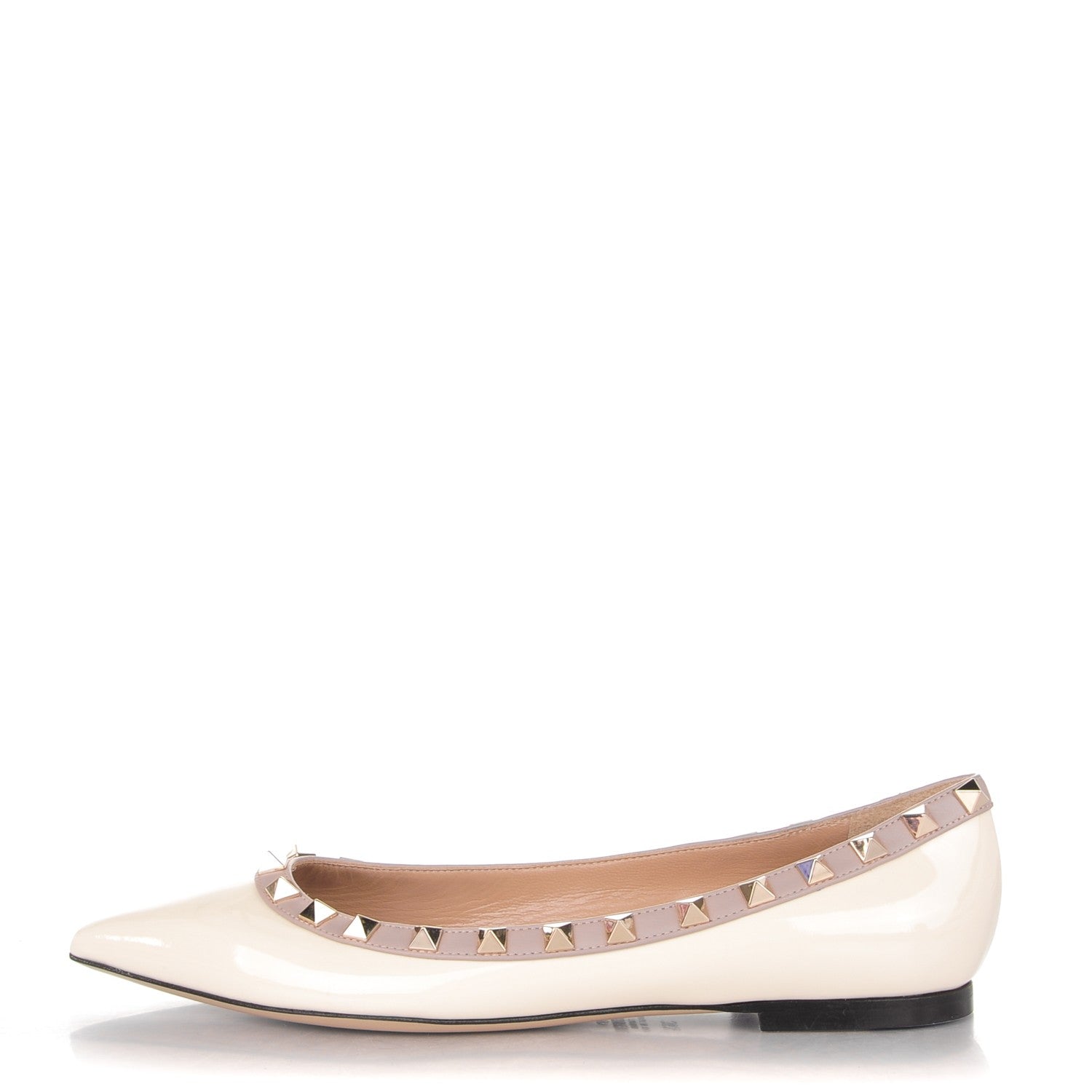 Valentino Garavani Patent Rockstud Ballerina Flats 36.5 Light Ivory Poudre 1 of 9