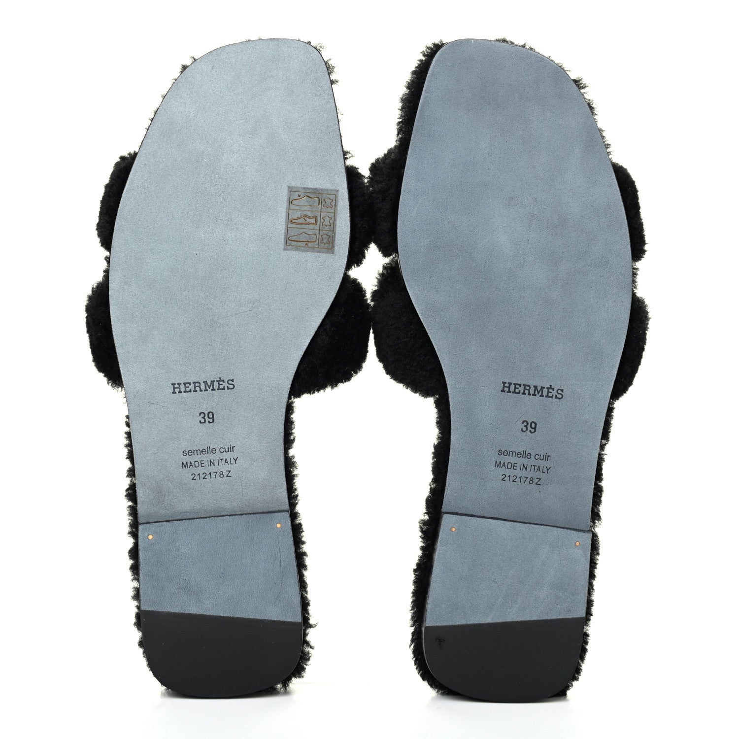 Hermes Woolskin Oran Sandals 39 Black 5 of 9