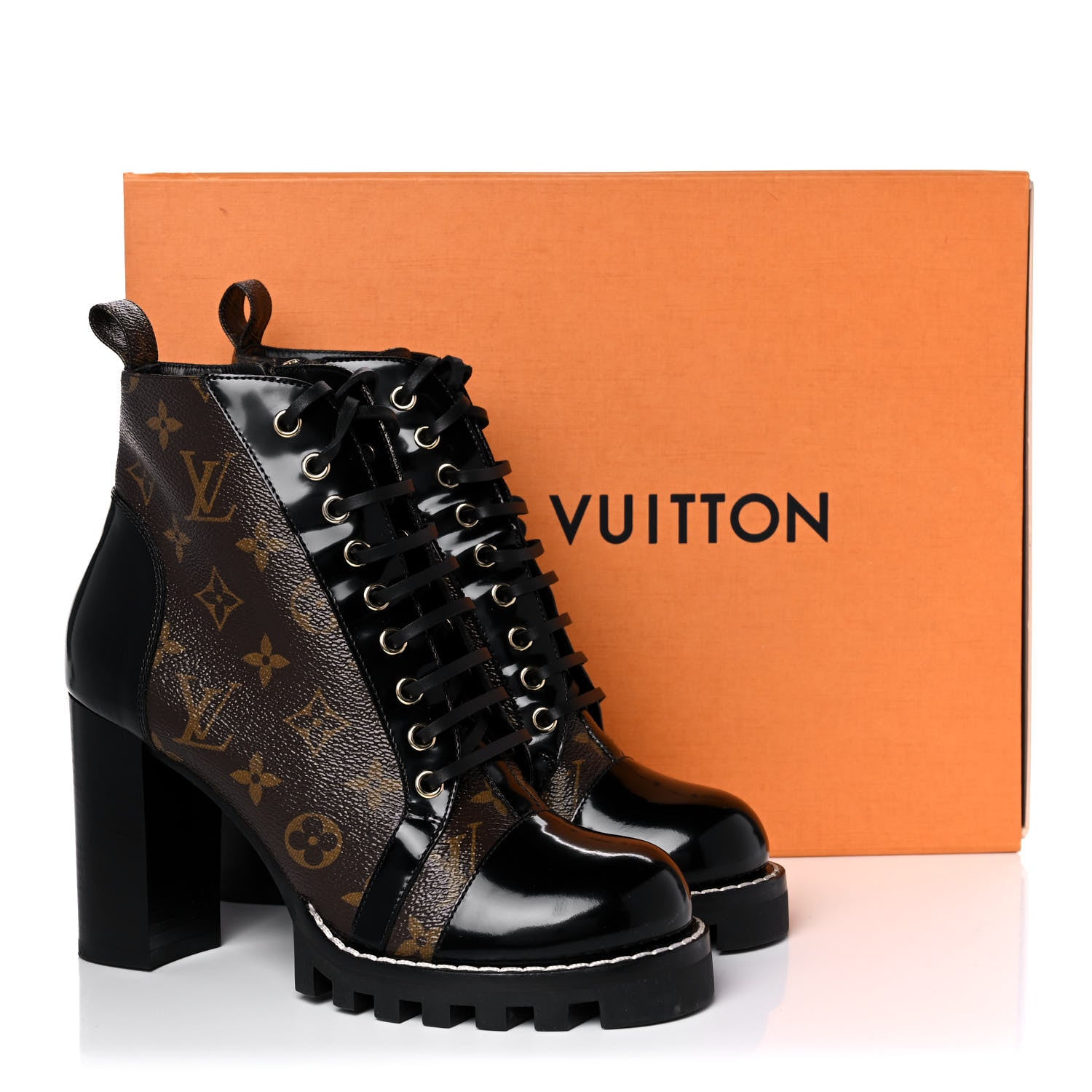 Louis Vuitton Patent Calfskin Monogram Star Trail Ankle Boots 39 Black 8 of 8