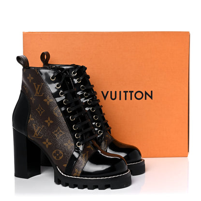 Louis Vuitton Patent Calfskin Monogram Star Trail Ankle Boots 39 Black 8 of 8