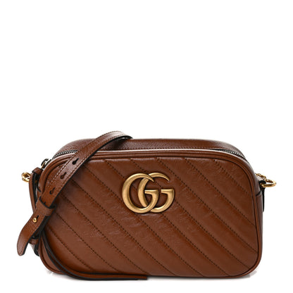 Gucci Glazed Calfskin Matelasse Diagonal Small GG Marmont Chain Shoulder Bag Cuir 1 of 10