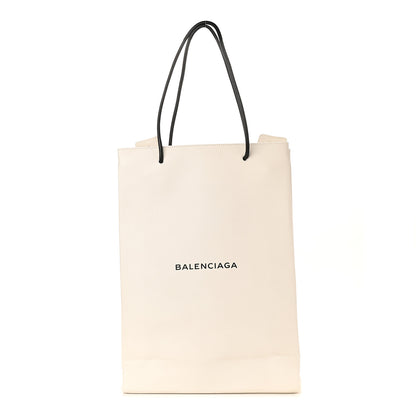 Balenciaga Calfskin Medium Logo North South Shopping Tote White 1 of 9