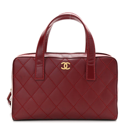 Chanel Calfskin Stitch Surpique Bowler Red 1 of 15