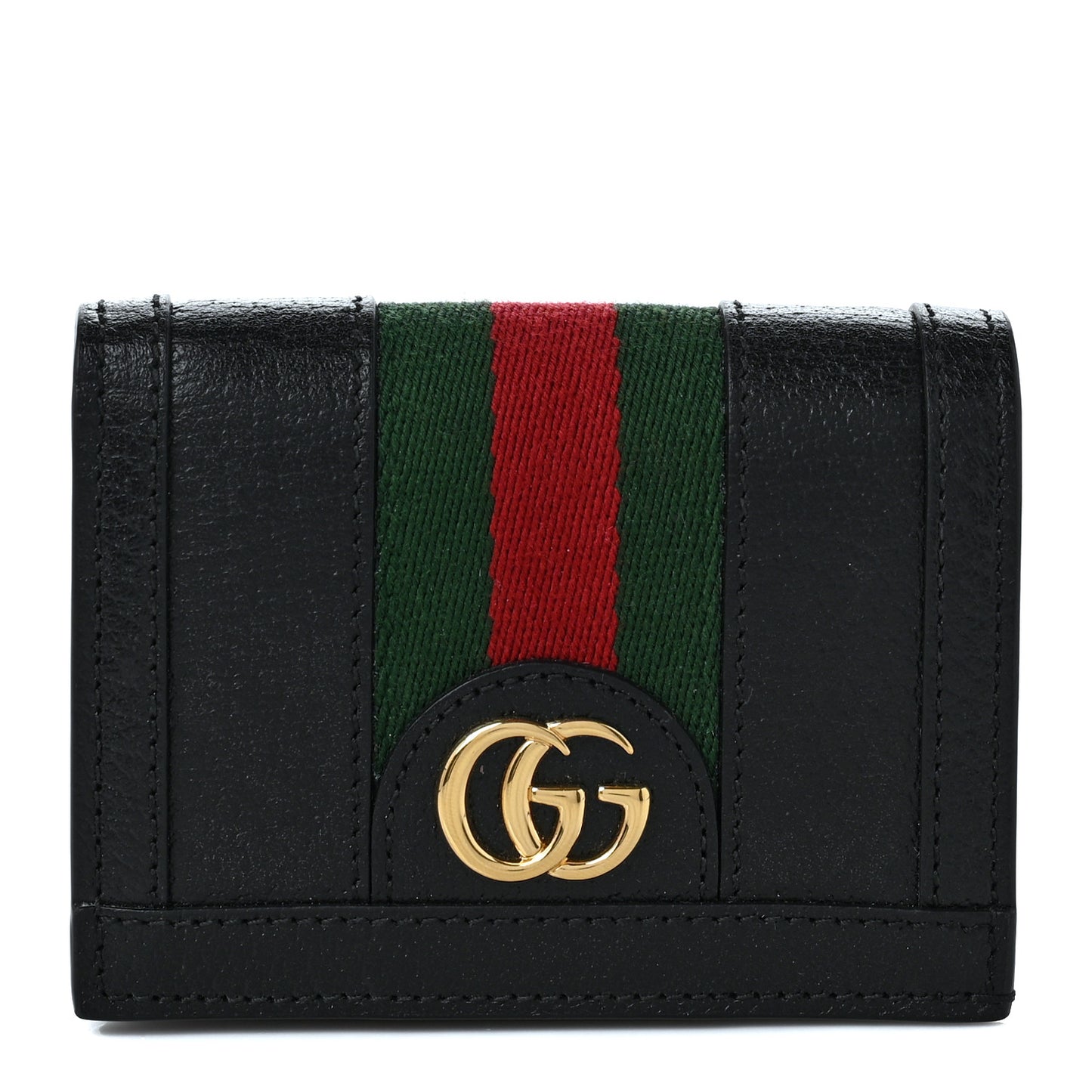 Calfskin Web Ophidia Card Case Black