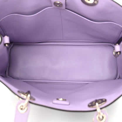 Christian Dior Calfskin Snakeskin Medium Diorissimo Tote Navy Purple Silver 6 of 12