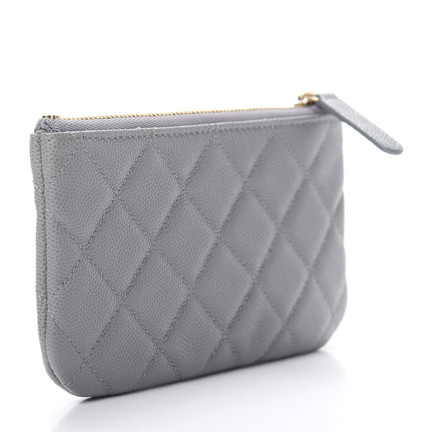 Caviar Quilted Small Cosmetic Case Grey
