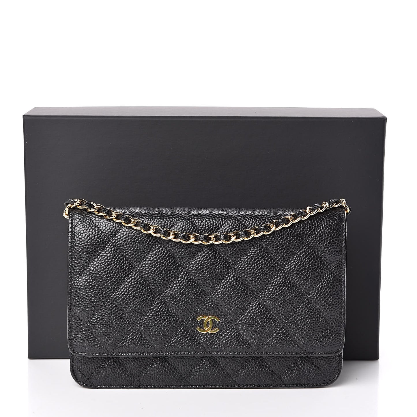 Caviar Quilted Wallet On Chain WOC Black